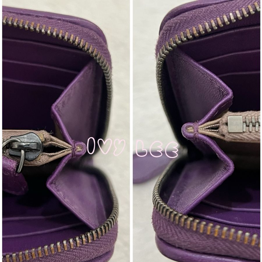 BOTTEGA VENETA 中性皮革 紫色 8卡層長夾 錢包 二手精品-14