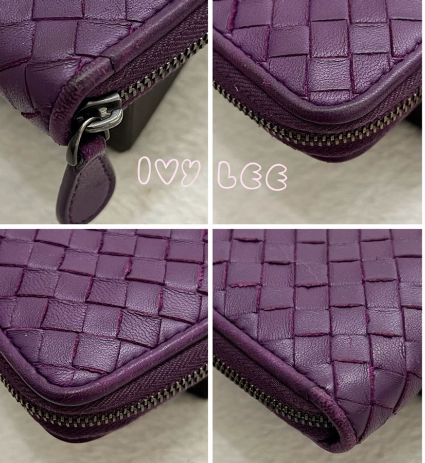 BOTTEGA VENETA 中性皮革 紫色 8卡層長夾 錢包 二手精品-15
