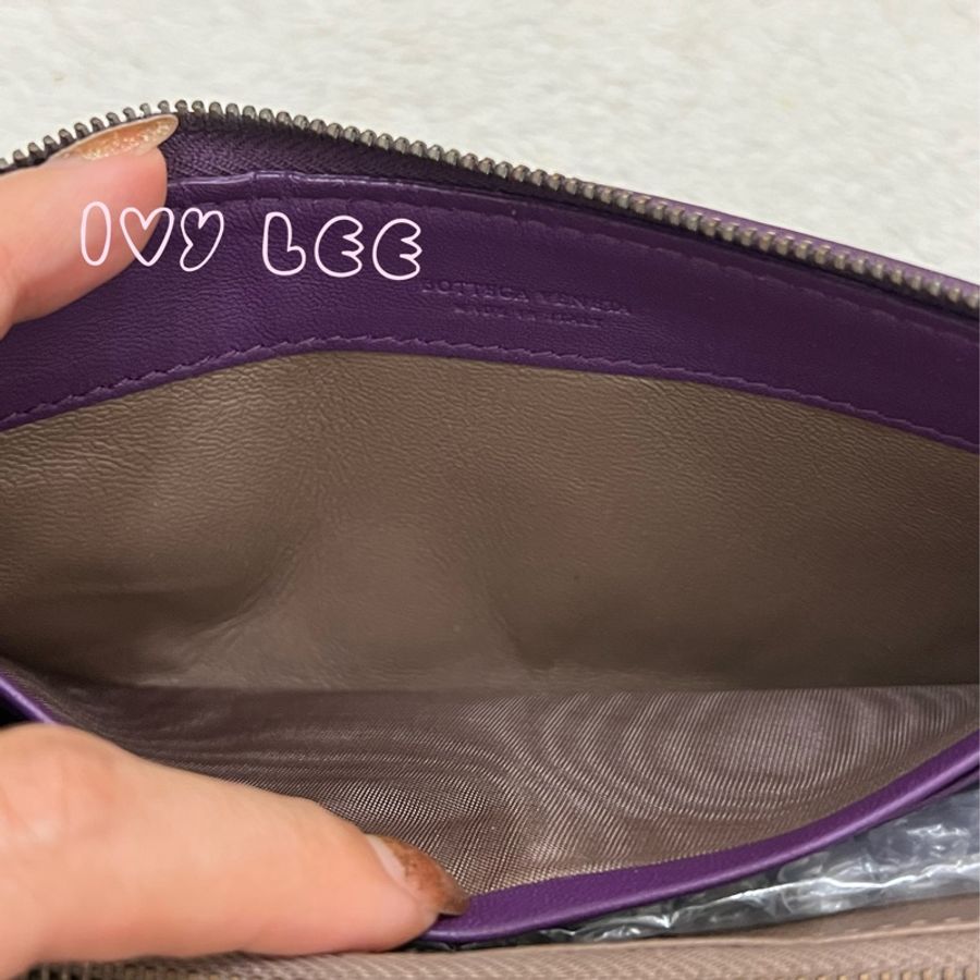 BOTTEGA VENETA 中性皮革 紫色 8卡層長夾 錢包 二手精品-17