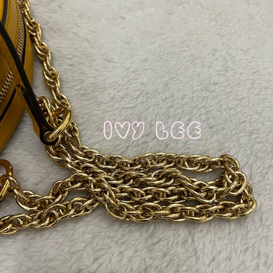 GUCCI 古馳  Ophidia Flora 花卉鍊帶斜背包 肩背包 黃色圓餅包 550618 二手精品-4