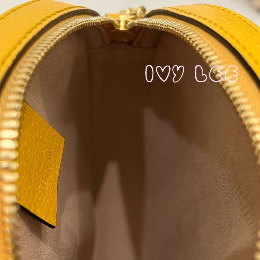 GUCCI 古馳  Ophidia Flora 花卉鍊帶斜背包 肩背包 黃色圓餅包 550618 二手精品-7