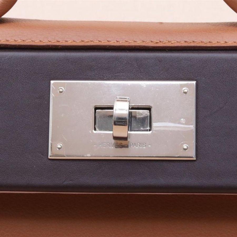 HERMES(愛馬仕) 2424 Mini 21 37金棕色拼0G馬鞍紅拼09夢幻紫 EC皮/Swift皮 U刻 銀扣-5
