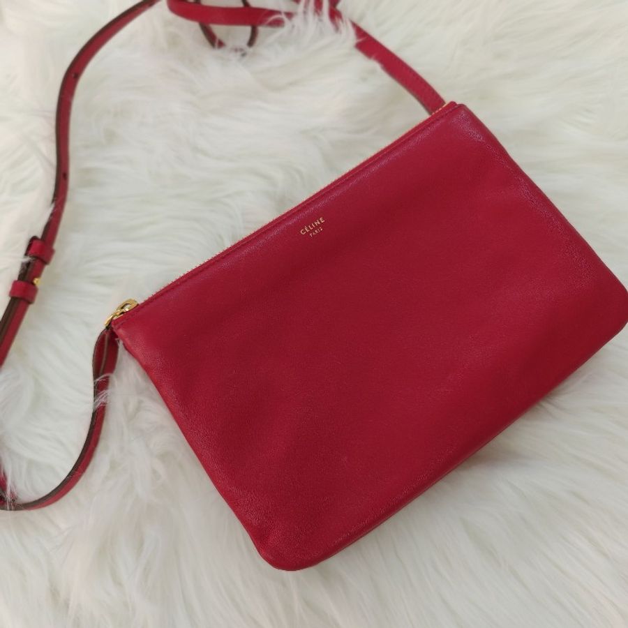 Celine Trio 三折包 紅色-0