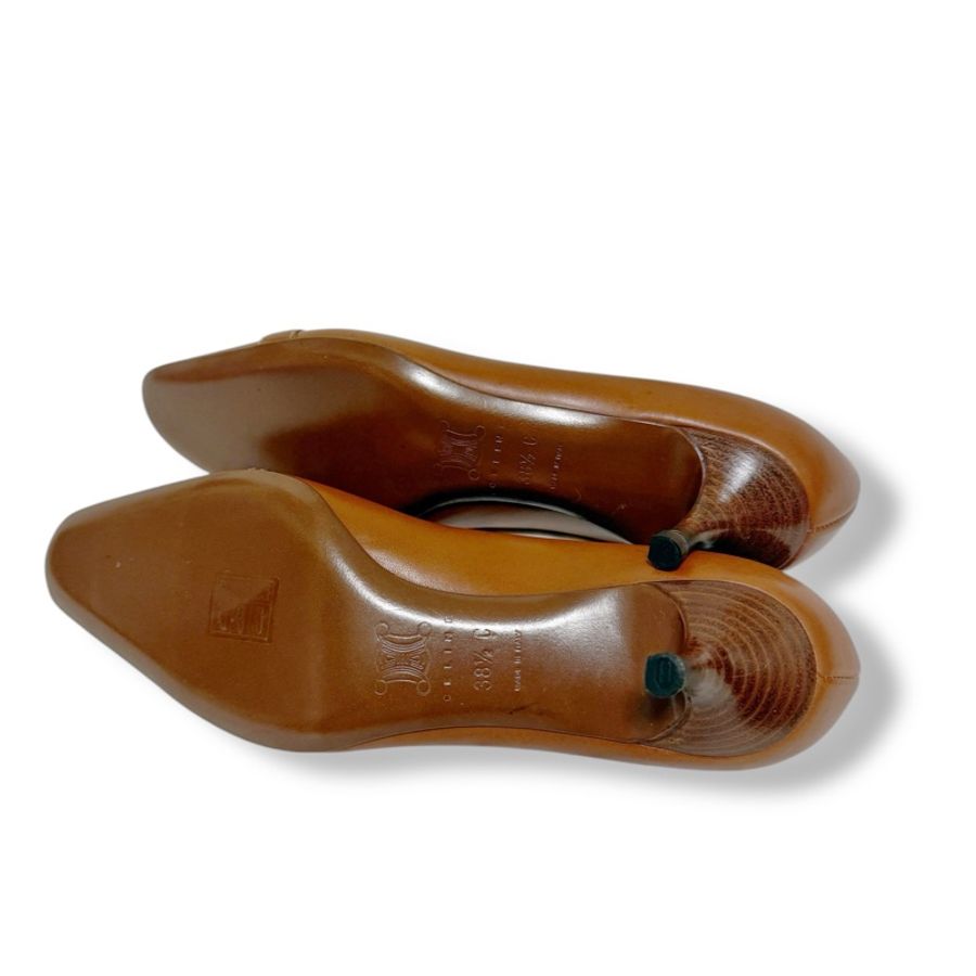 🍒CELINE 縫線咖啡色低跟鞋 size:38.5/ 2F250118-6✅-15