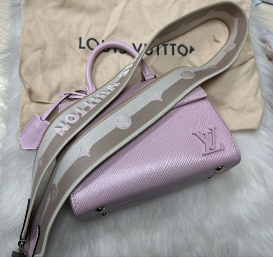 LV Cluny mini bag寬揹帶款 粉紫色 手提包/斜背包-4
