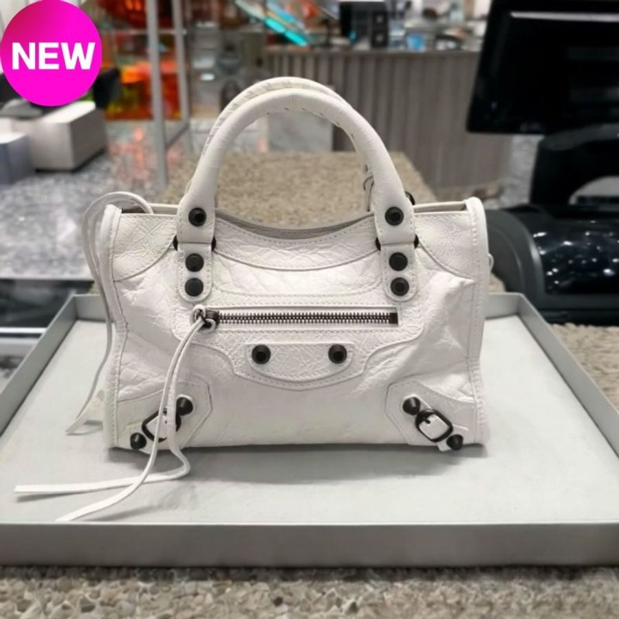 ✨2026季度全新✨Balenciaga Le City Mini 小羊皮迷你機車包 純白色-0