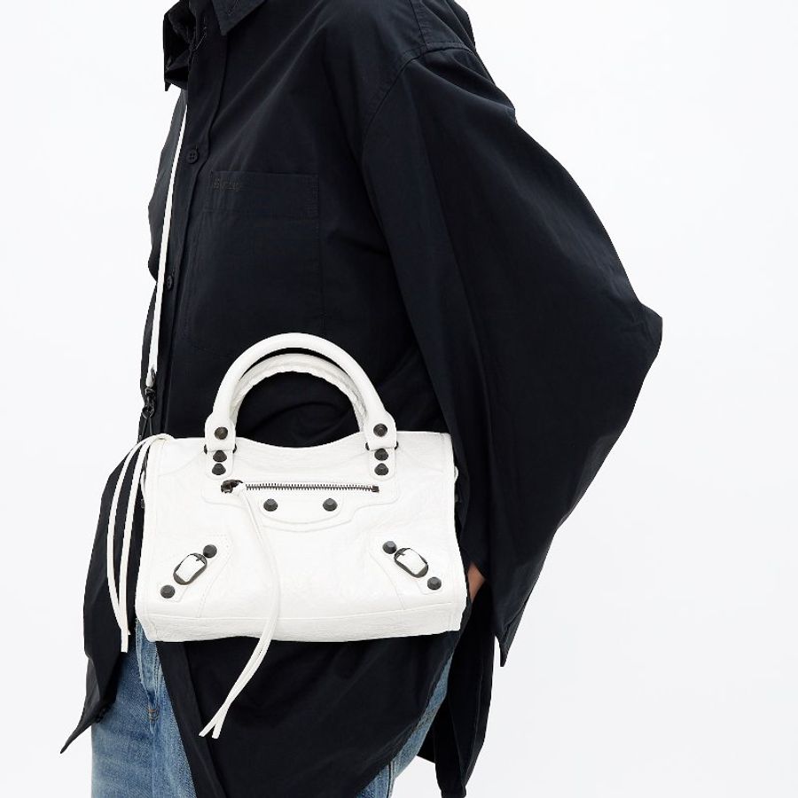 ✨2026季度全新✨Balenciaga Le City Mini 小羊皮迷你機車包 純白色-7