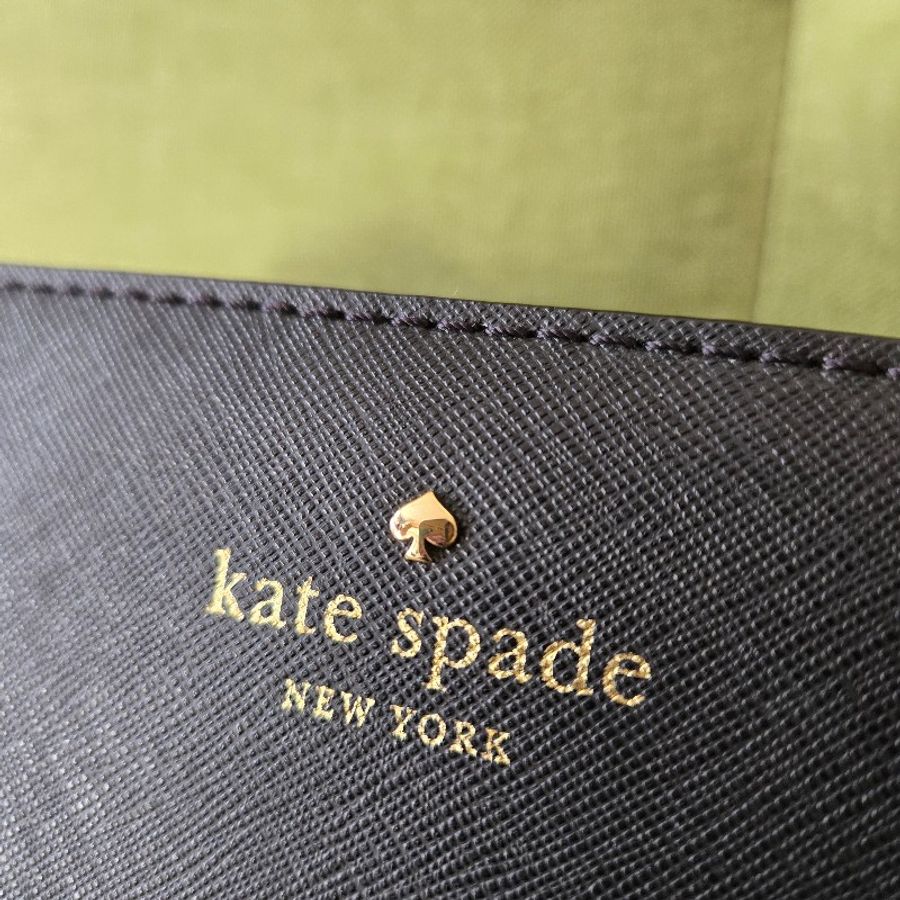 Kate Spade Black Leather Front Logo Crossbody Shoulder Bag-5