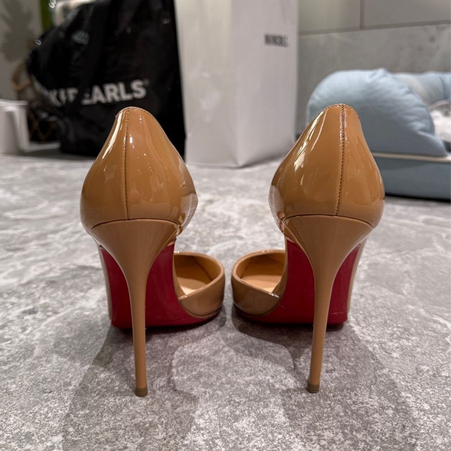 christian louboutin iriza 100 紅底鞋 漆皮 裸色 37 CL-6