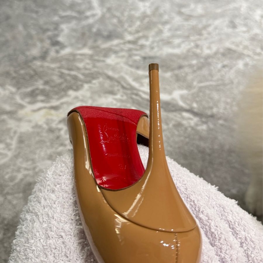 christian louboutin iriza 100 紅底鞋 漆皮 裸色 37 CL-12