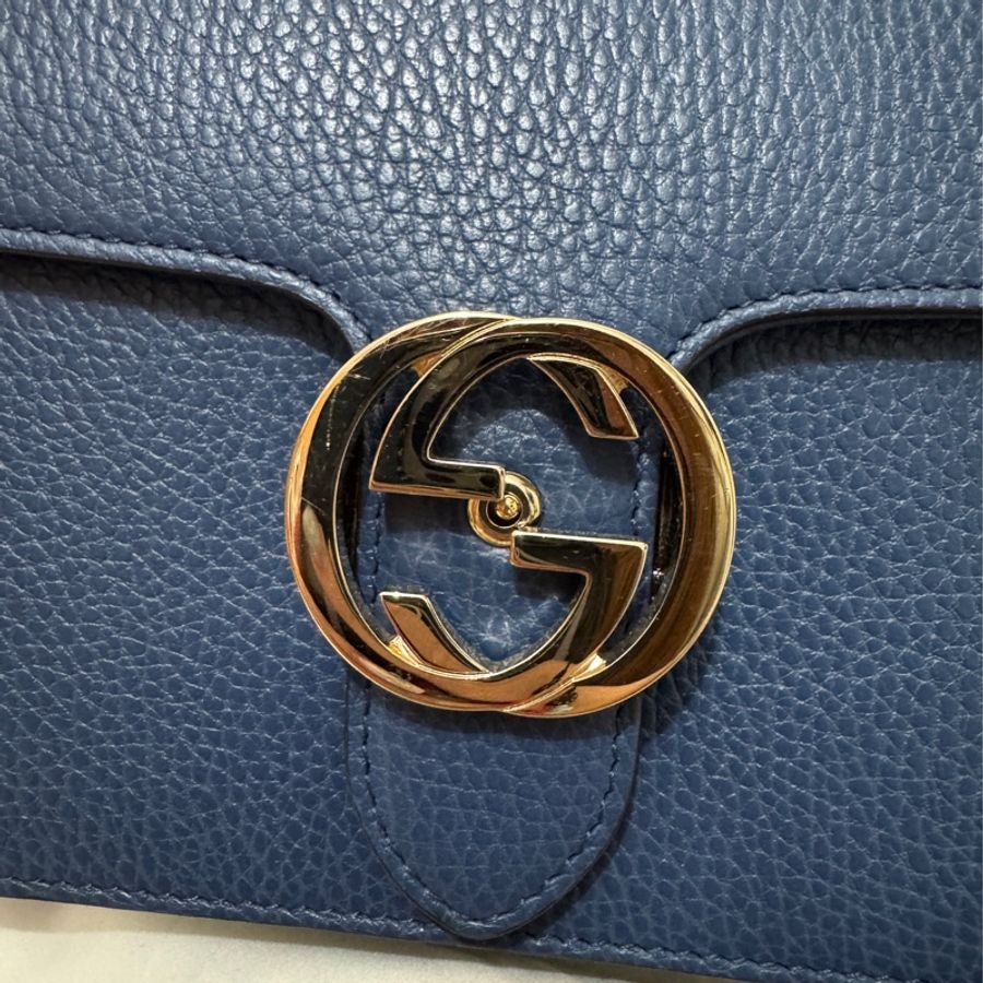 Gucci interlocking 雙G blue 藍色風琴袋/包-2