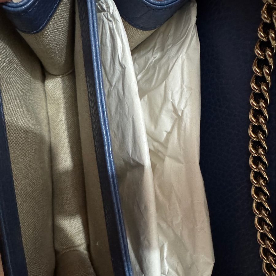 Gucci interlocking 雙G blue 藍色風琴袋/包-3