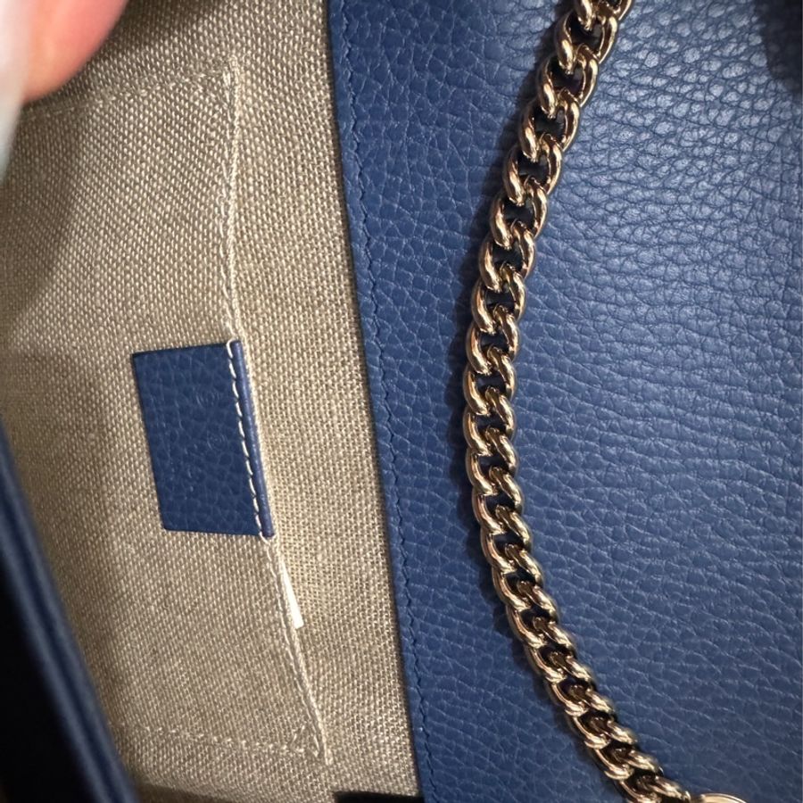 Gucci interlocking 雙G blue 藍色風琴袋/包-4