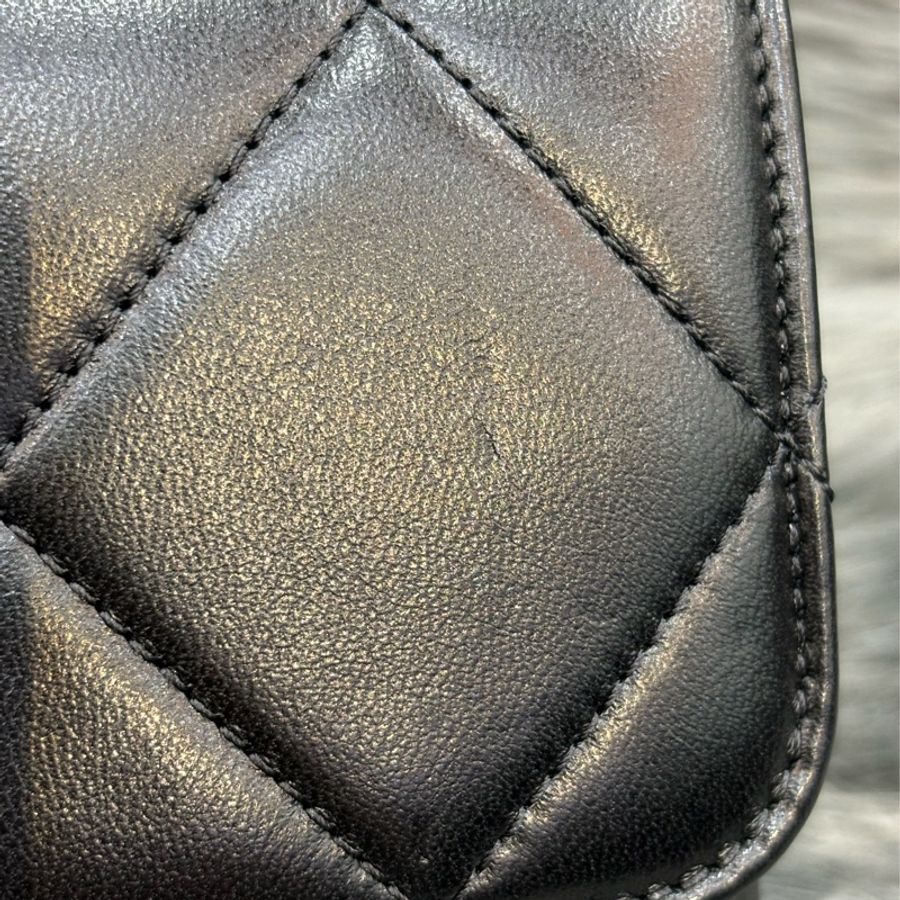 CHANEL AS4862 mini coco 18 黑色羊皮黑色琺瑯LOGO雙C金鍊 肩背包 斜背包 方胖 方胖子-15