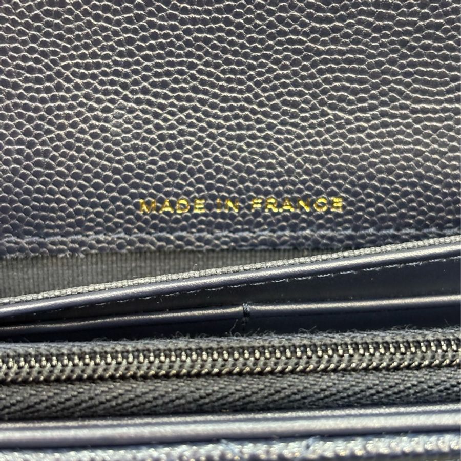 CHANEL AP0241 COCO 深藍紫色荔枝皮 淡金釦 釦式 信封式 拉鍊 信用卡零錢發財長夾-20