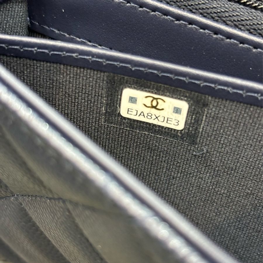 CHANEL AP0241 COCO 深藍紫色荔枝皮 淡金釦 釦式 信封式 拉鍊 信用卡零錢發財長夾-27