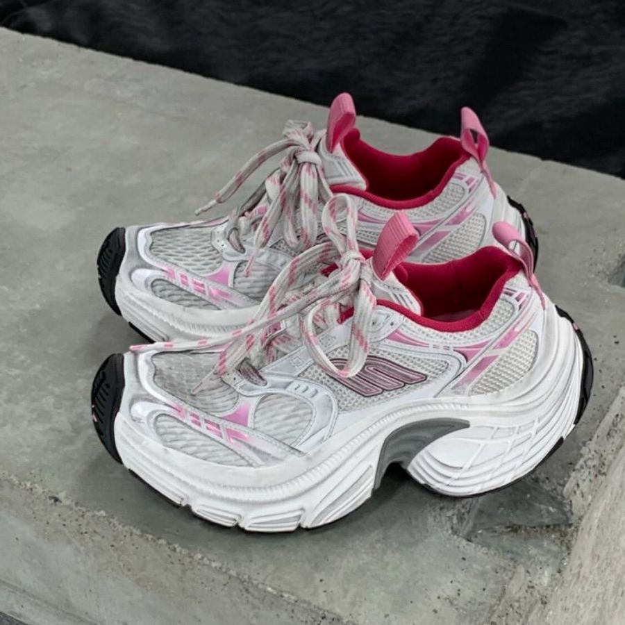 🌸2025春夏新品🌸Balenciaga 女款 6XL Sneaker 環保運動鞋 白粉灰拼色 EU36/37/38/39(購買請訊息告知需要尺寸)-4