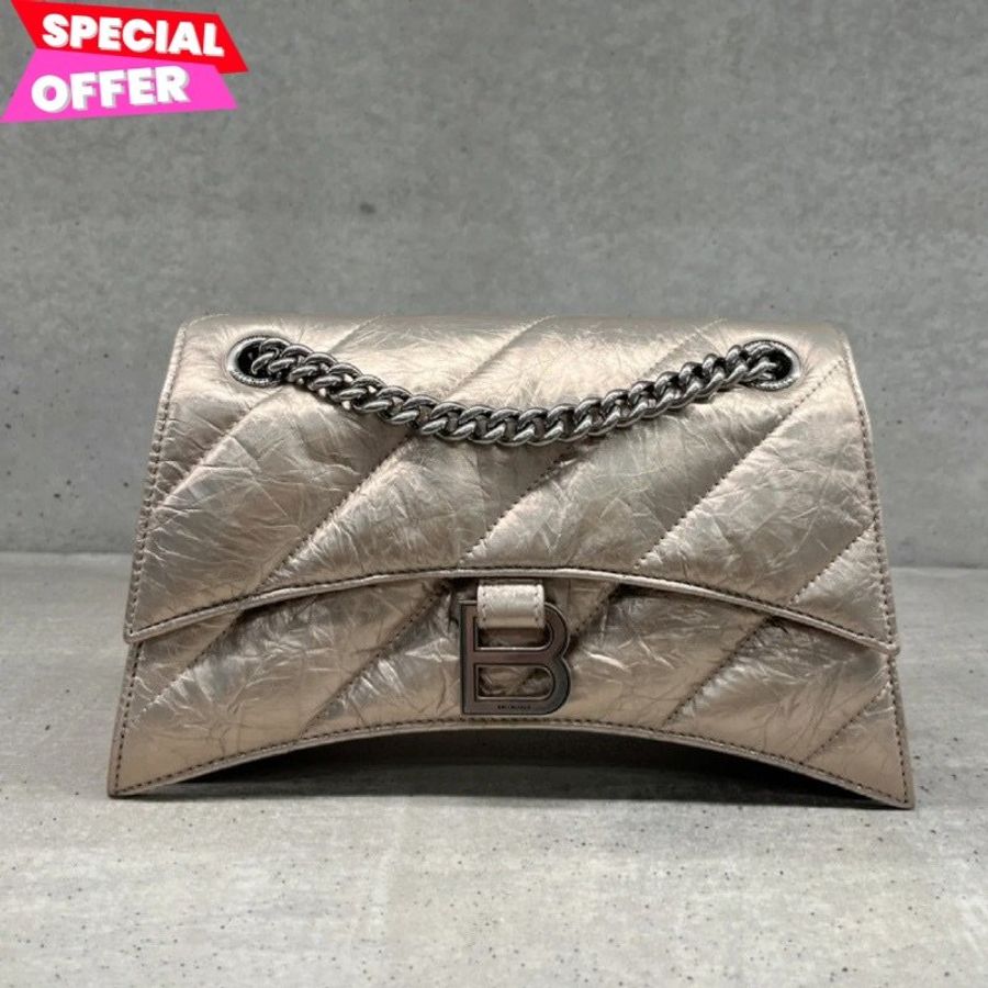 🎁當季特價🎁Balenciaga 781920 小款 Crush 絎縫鏈條包 香檳金-1