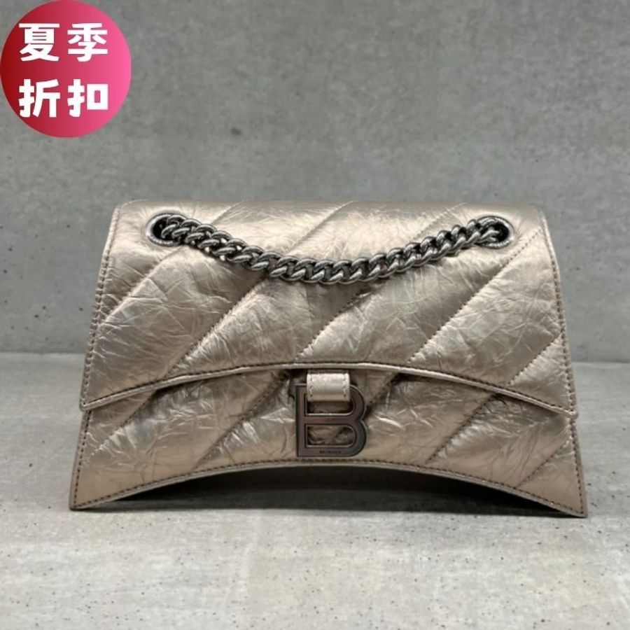 🎁當季特價🎁Balenciaga 781920 小款 Crush 絎縫鏈條包 香檳金-0