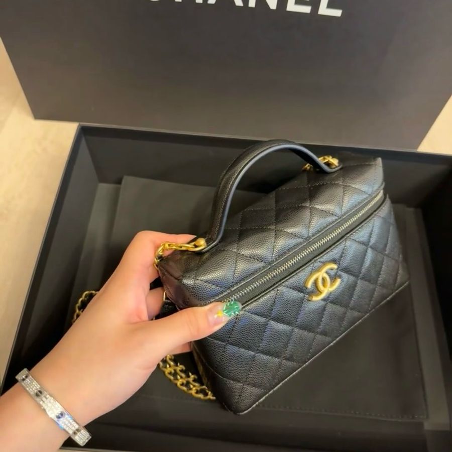 Chanel 25p 全新 爆款 LP 飯盒包 黑金-4