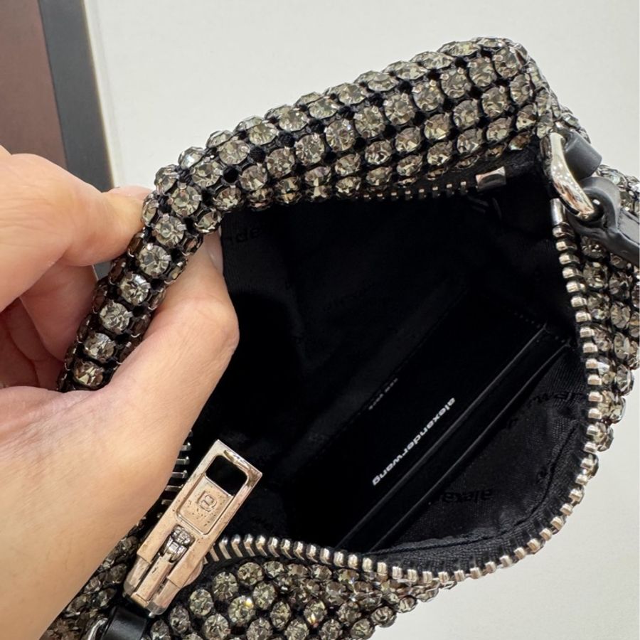 Alexander Wang 亞歷山大王 鑽石 水鑽 滿鑽 手提包 肩背包 腋下包 斜背包 小廢包-10