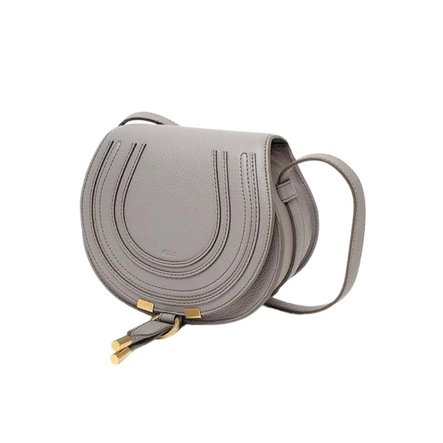 Chloe Small Marcie Saddle Crossbody Bag for Women in Cashmere Grey - CHC22AS680I31-053-1