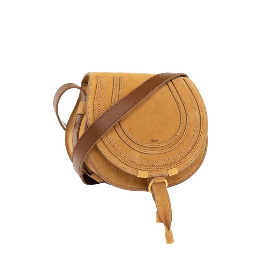 Chloe Small Marcie Saddle Crossbody Bag for Women in Safari Gold (CHC24SS680M71-728)-1