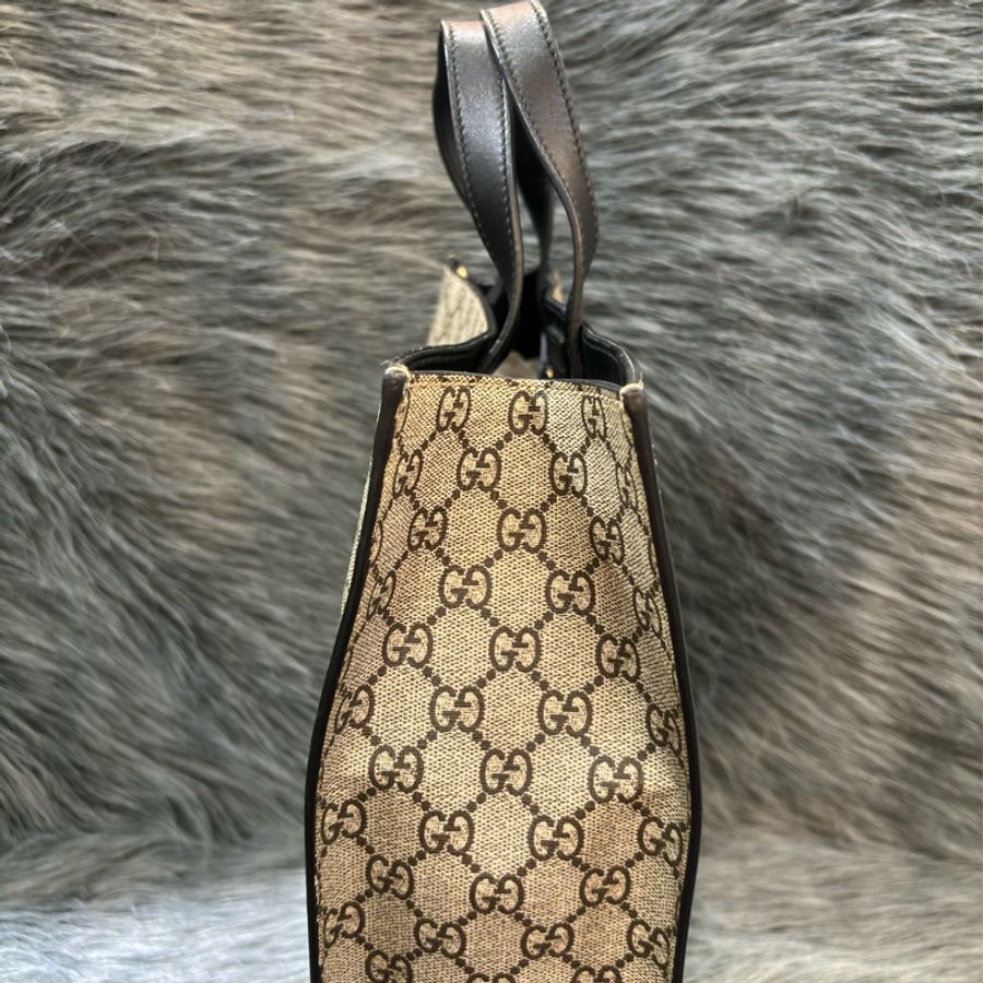GUCCI 450950 珊瑚蛇 黑色 皮革 防水 GG PU 牛皮 手提包 琴譜包 公事包 電腦包 肩背包 斜背包 兩用包-3