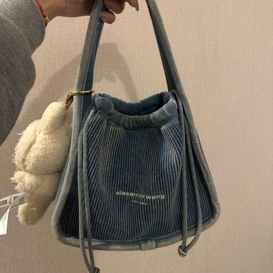 alexanderwang ryan 漸層羅紋針織小號手袋(牛仔色)-5