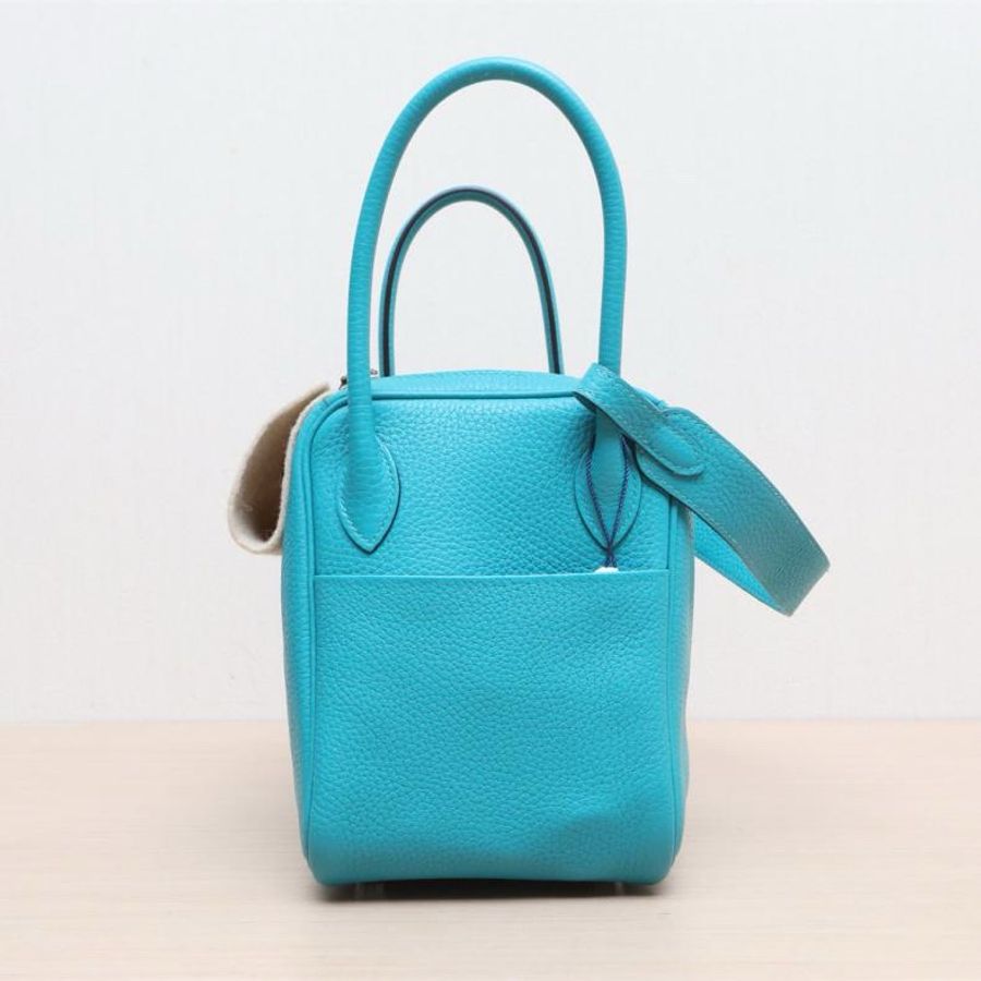 HERMES(愛馬仕) Lindy 26 7F孔雀藍 TC皮 T刻 銀扣-1