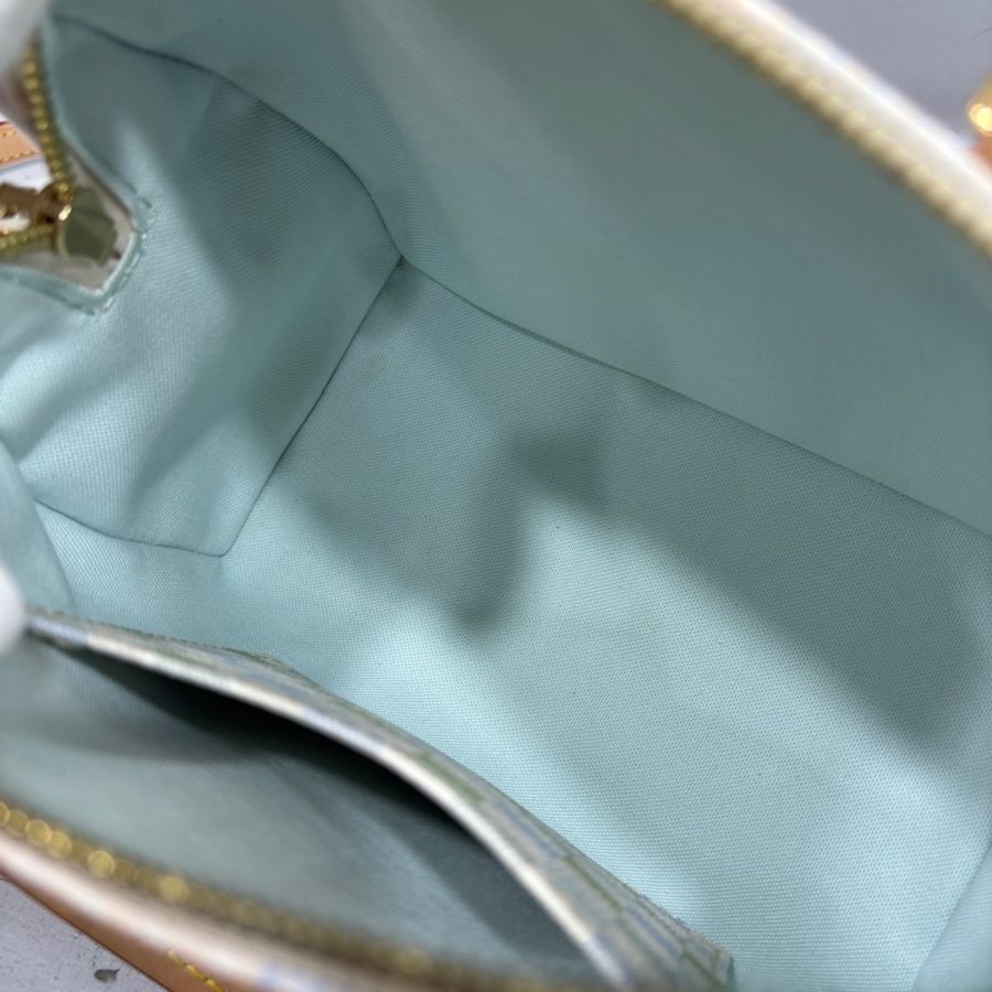 Louis Vuitton N40515米白底帆布藍綠棋盤格Speedy 20斜背包 迷你波士頓-19