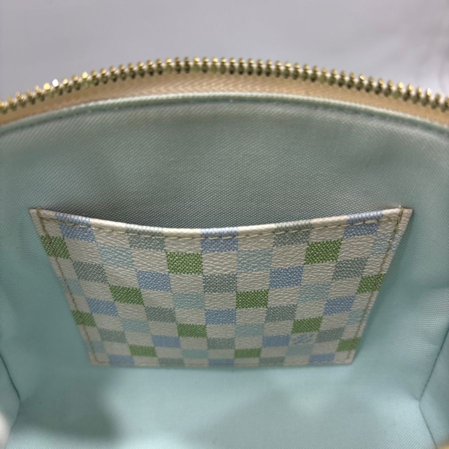Louis Vuitton N40515米白底帆布藍綠棋盤格Speedy 20斜背包 迷你波士頓-20