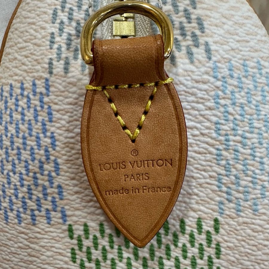 Louis Vuitton N40515米白底帆布藍綠棋盤格Speedy 20斜背包 迷你波士頓-32