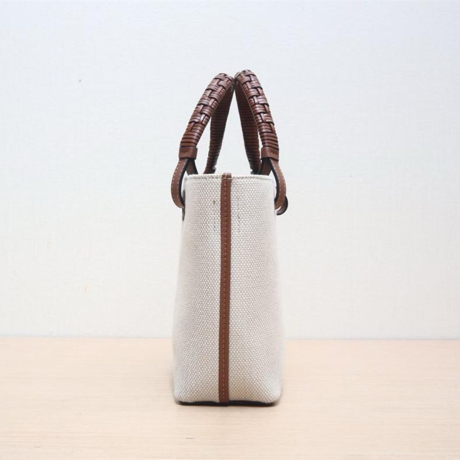 LOEWE(羅意威) Anagram Tote經典壓花斜挎包 迷你 22 米色 帆布-1