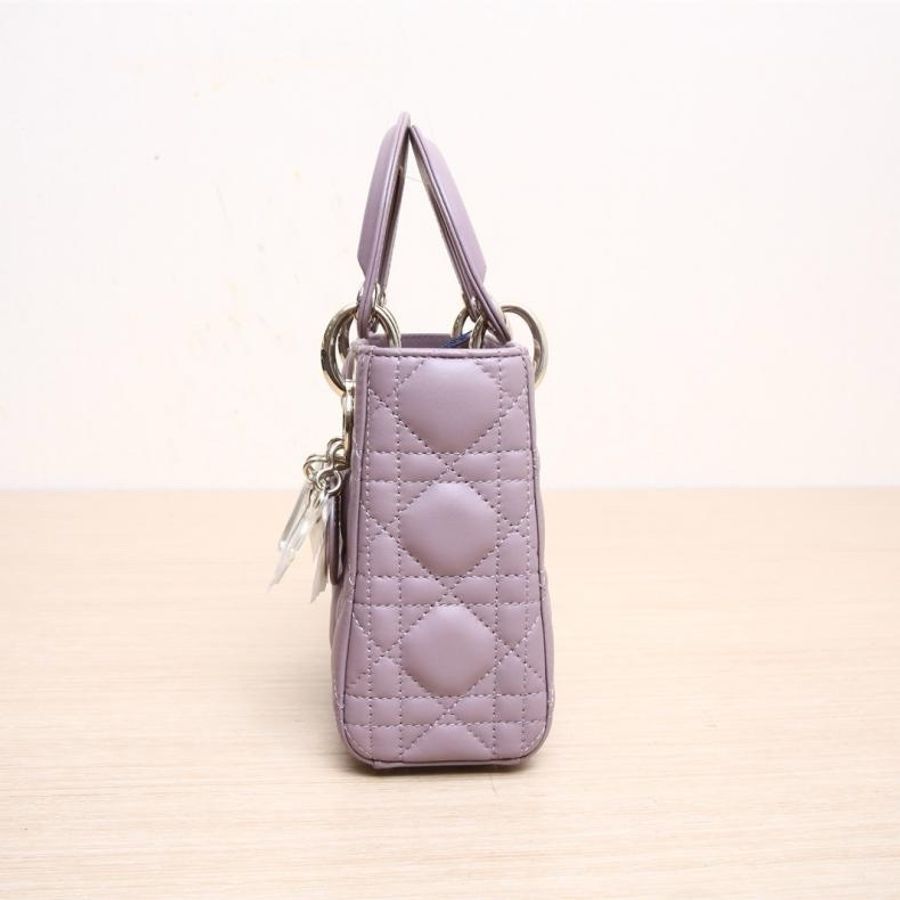 DIOR(迪奧) Lady Dior 戴妃包 三格 紫色 淺金扣 2022-1