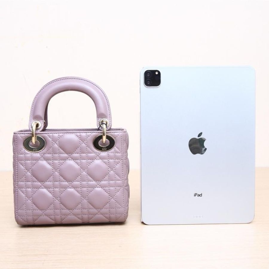 DIOR(迪奧) Lady Dior 戴妃包 三格 紫色 淺金扣 2022-2