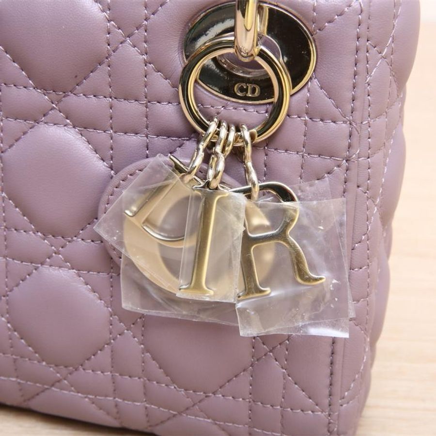 DIOR(迪奧) Lady Dior 戴妃包 三格 紫色 淺金扣 2022-5