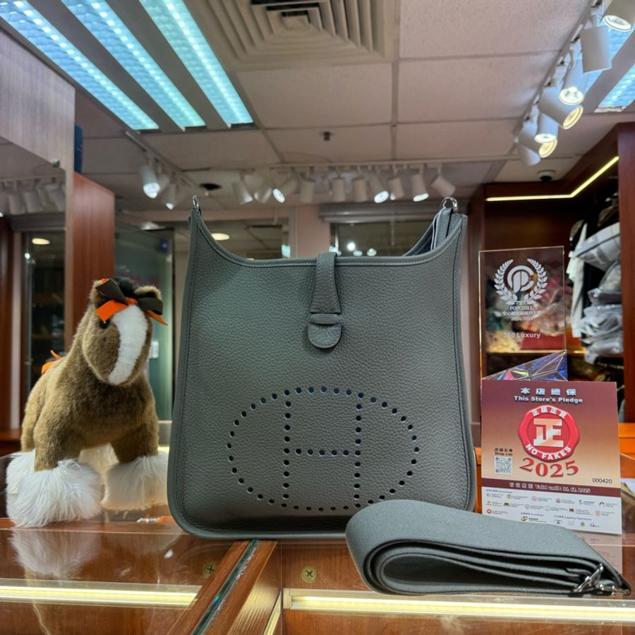 ✨持有香港正品正貨標籤公司✨ Hermes Evelyne 29 積雨雲灰銀扣-0