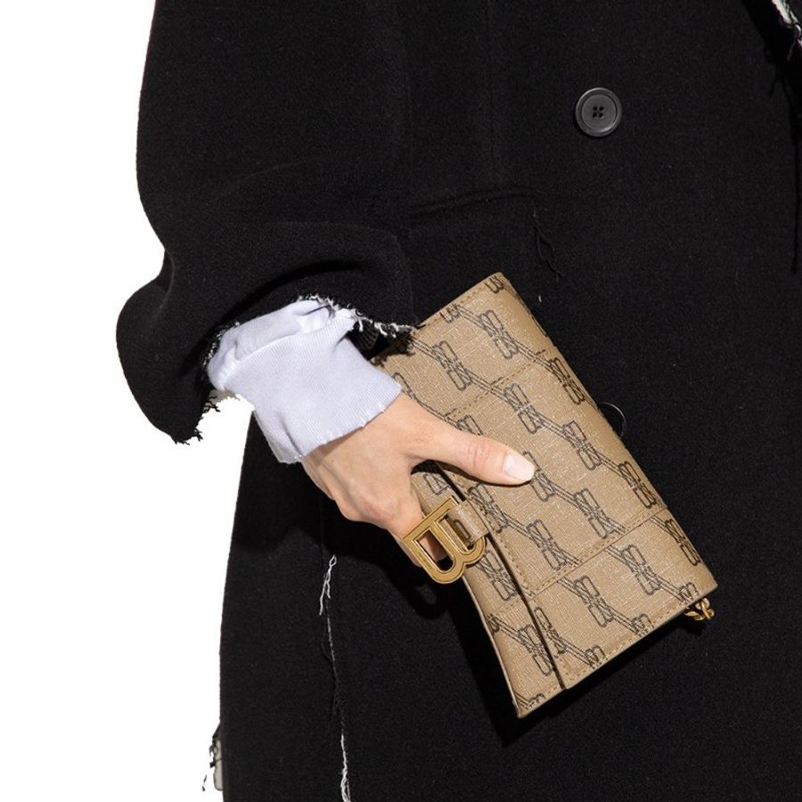 Balenciaga Hourglass BB Monogram Chain Wallet for Women in Beige - 656050-210DE-2762-4
