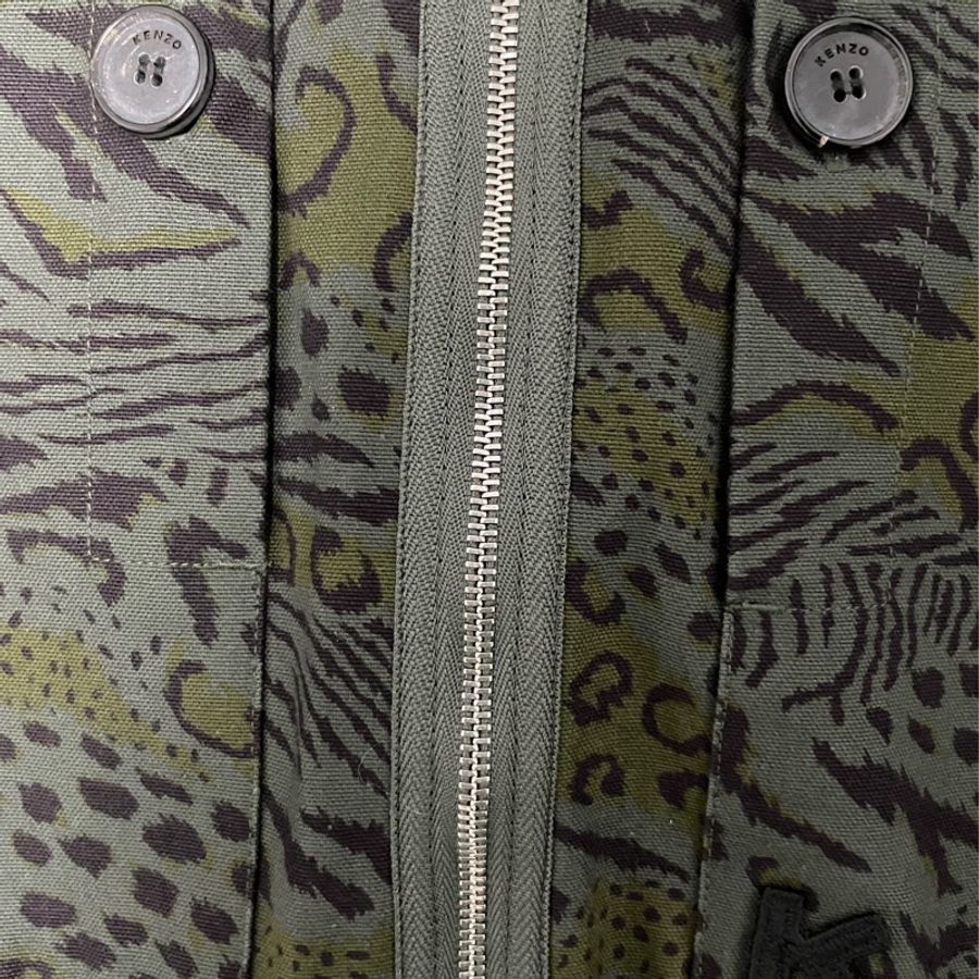 kenzo 軍綠色豹紋襯衫外套 s號-11