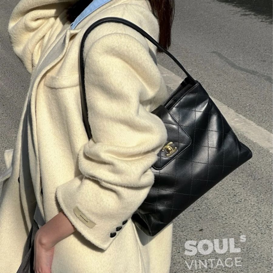 CHANEL 香奈兒 VINTAGE kelly 黑金 肩背包 手提包 側背包-8