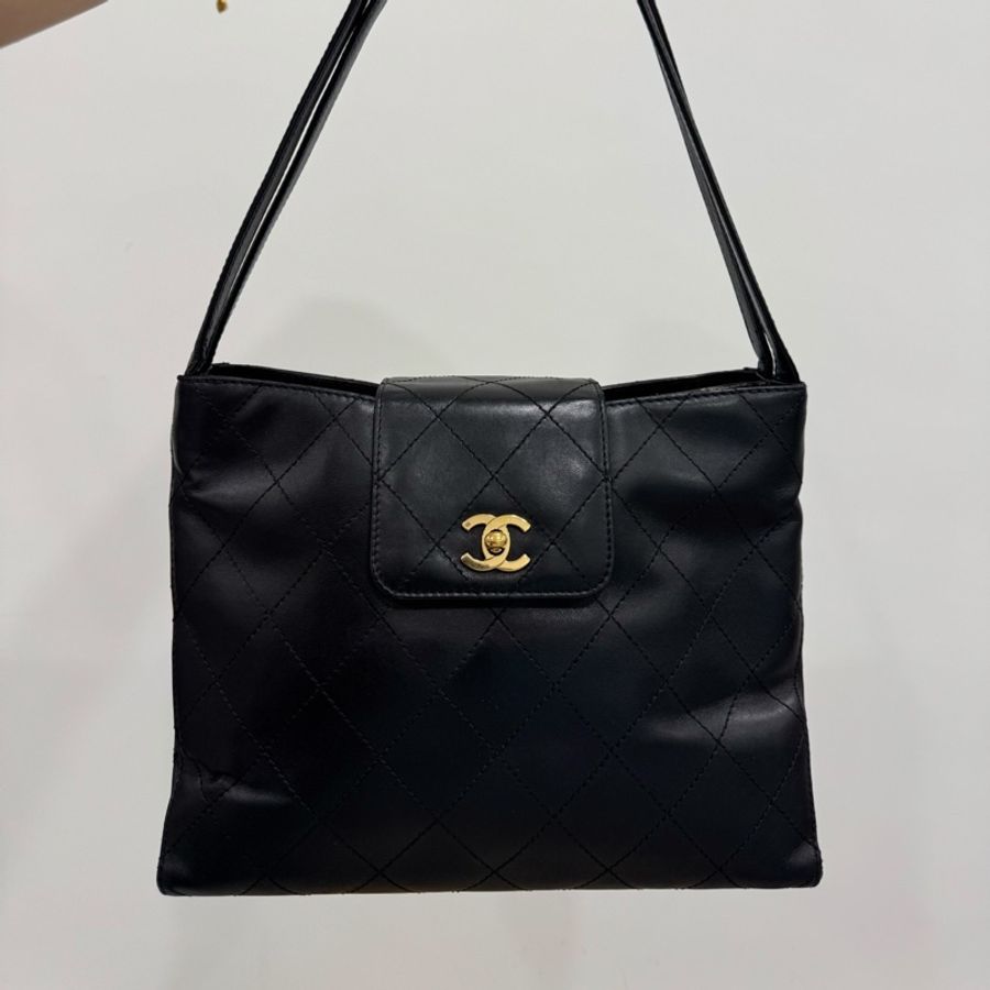 CHANEL 香奈兒 VINTAGE kelly 黑金 肩背包 手提包 側背包-12
