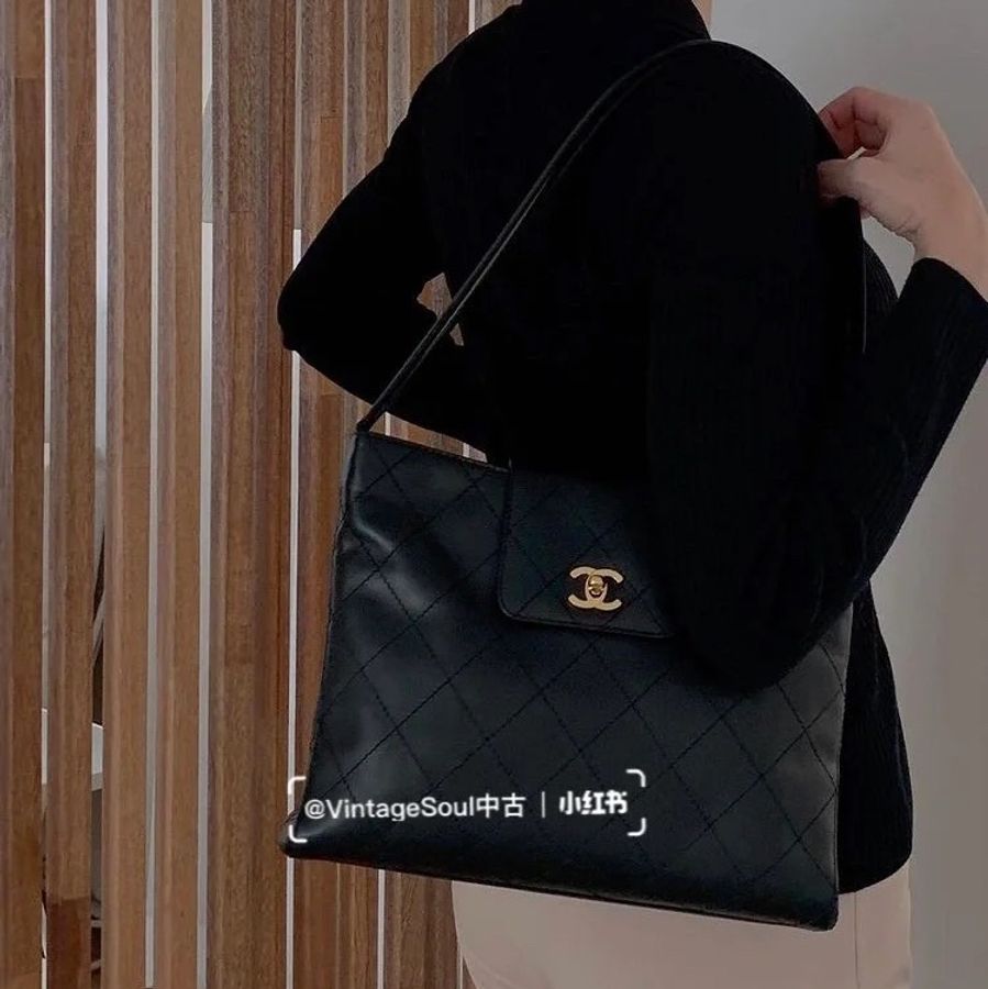 CHANEL 香奈兒 VINTAGE kelly 黑金 肩背包 手提包 側背包-18