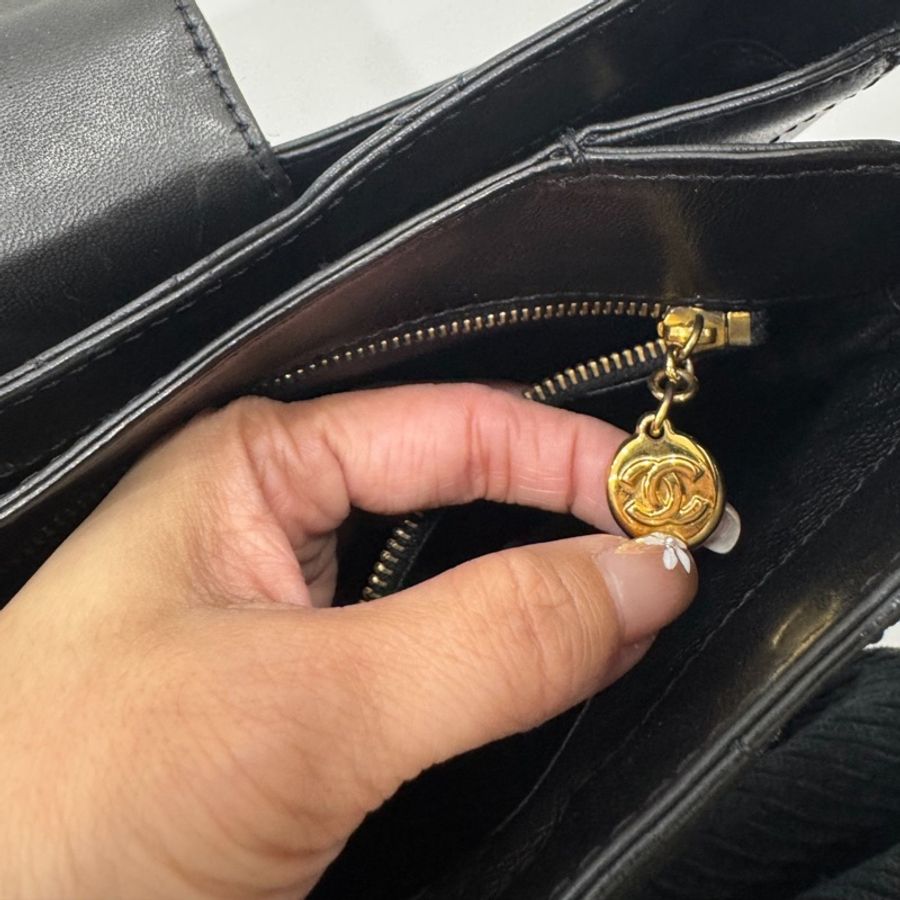 CHANEL 香奈兒 VINTAGE kelly 黑金 肩背包 手提包 側背包-34