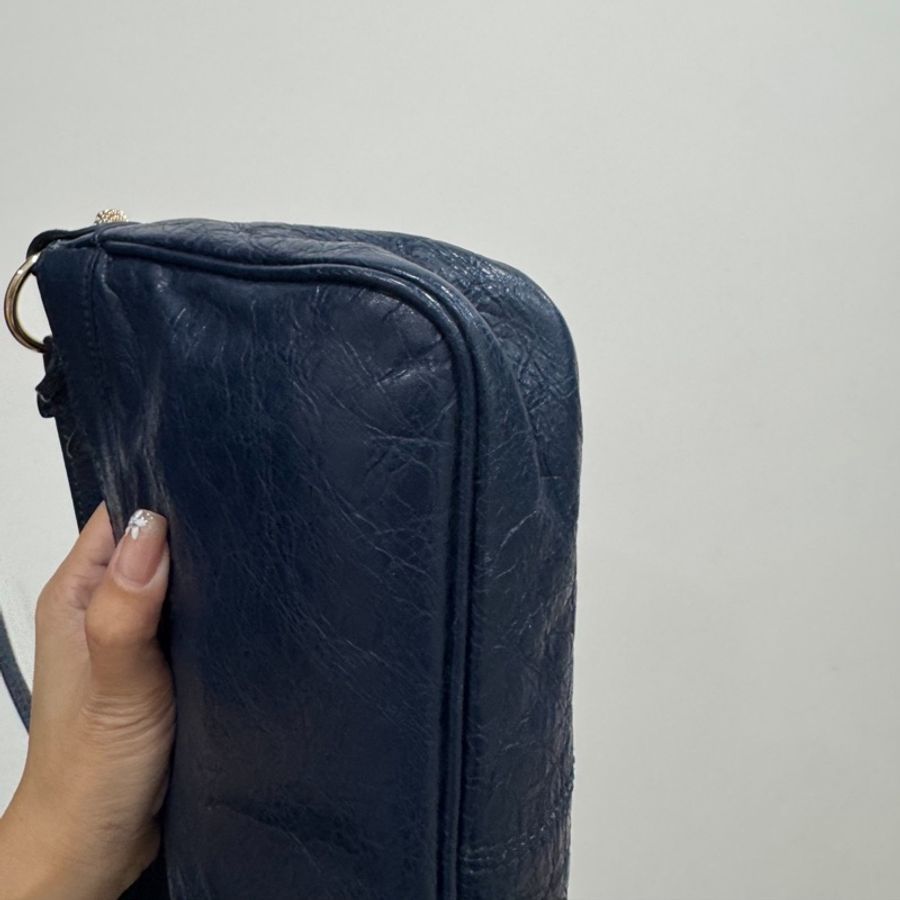 BALENCIAGA 巴黎世家 METALLIC EDGE HIP金扣 小羊皮 肩背包 側背包 斜背包 手提包(深藍)-7