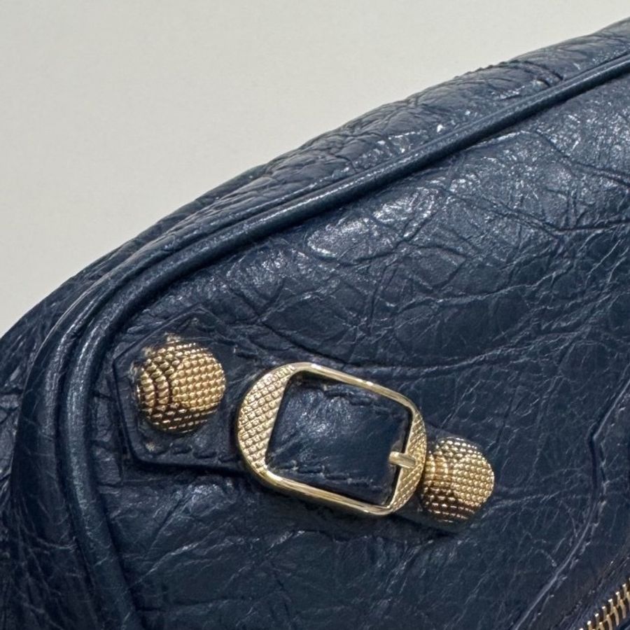 BALENCIAGA 巴黎世家 METALLIC EDGE HIP金扣 小羊皮 肩背包 側背包 斜背包 手提包(深藍)-15