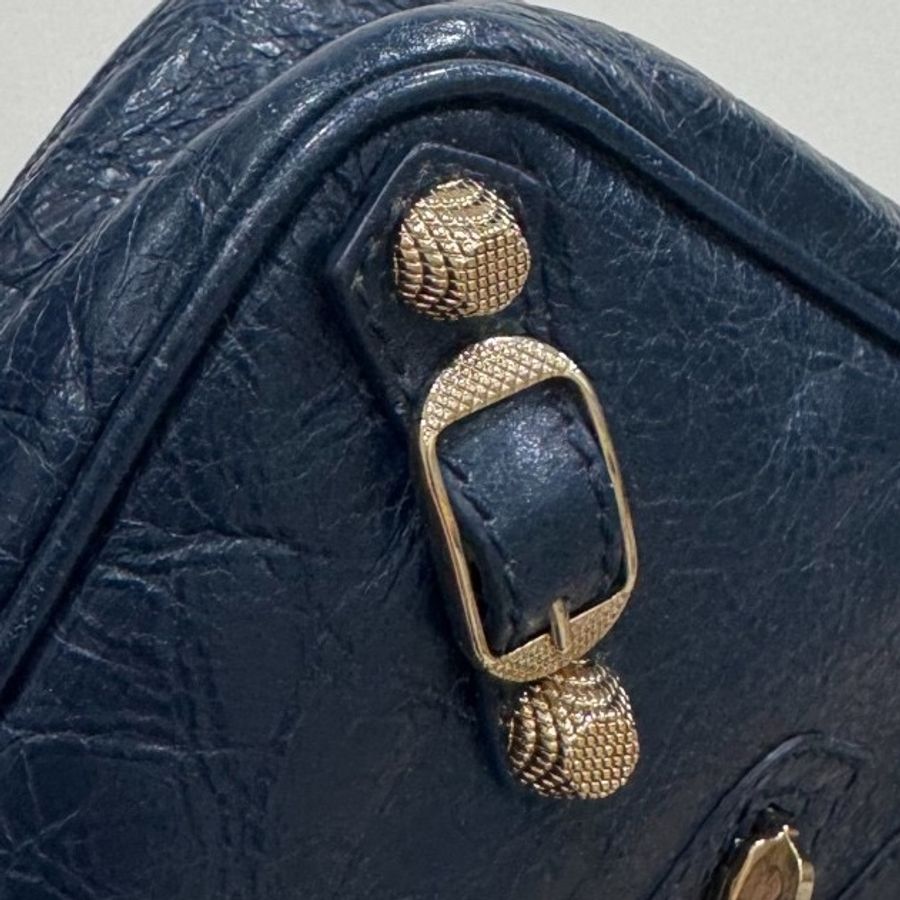 BALENCIAGA 巴黎世家 METALLIC EDGE HIP金扣 小羊皮 肩背包 側背包 斜背包 手提包(深藍)-17