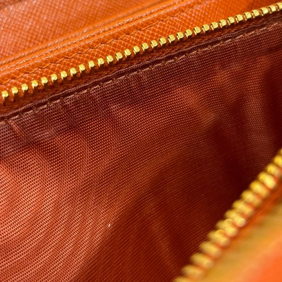 PRADA 1M0506 橘 防刮 牛皮 拉鍊 零錢 票夾 信用卡 長夾 皮夾 發財 夾-22