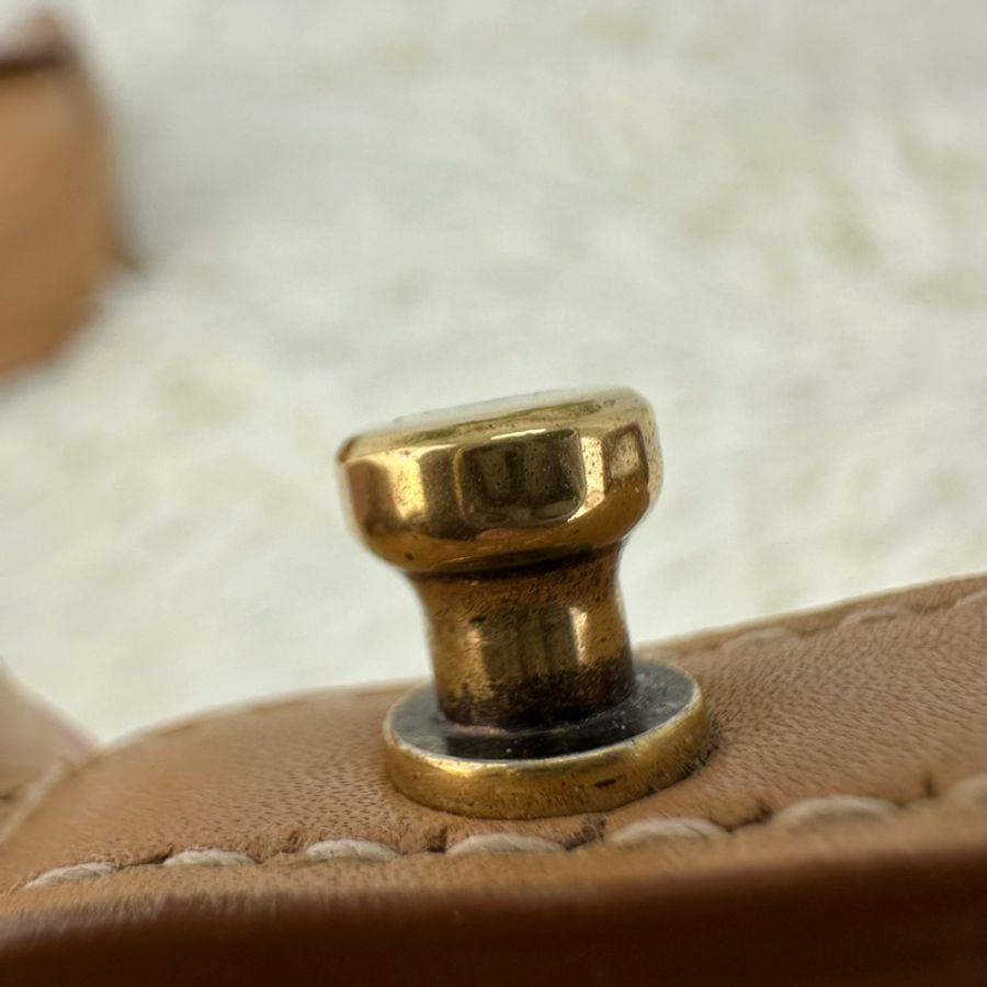YSL Kaia 杏色 麻布拼皮 馬鞍包 斜肩包-15