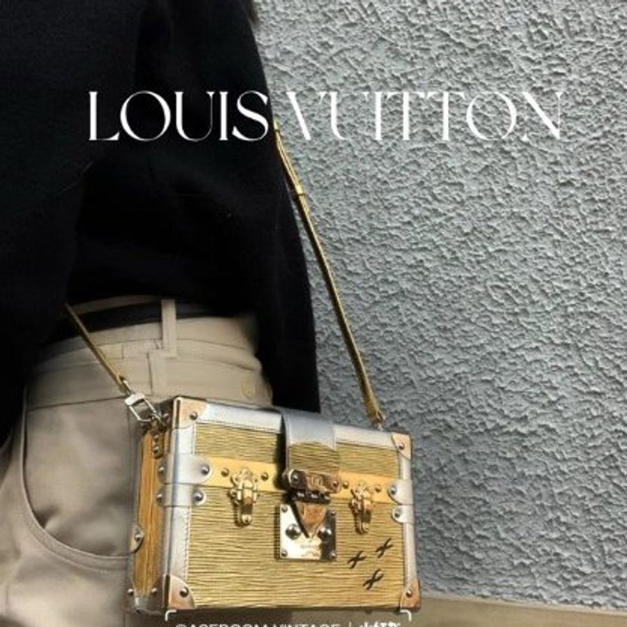 LV 路易威登 EPC PETITE MALLE 金銀色 水波紋 盒子包 肩背包 斜背包 手拿包 晚宴包-10